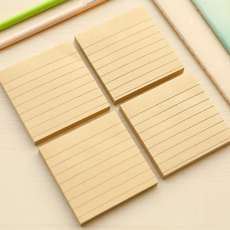 2 pcs simple kraft paper memo pad Adhesive sticky notes Post guest book