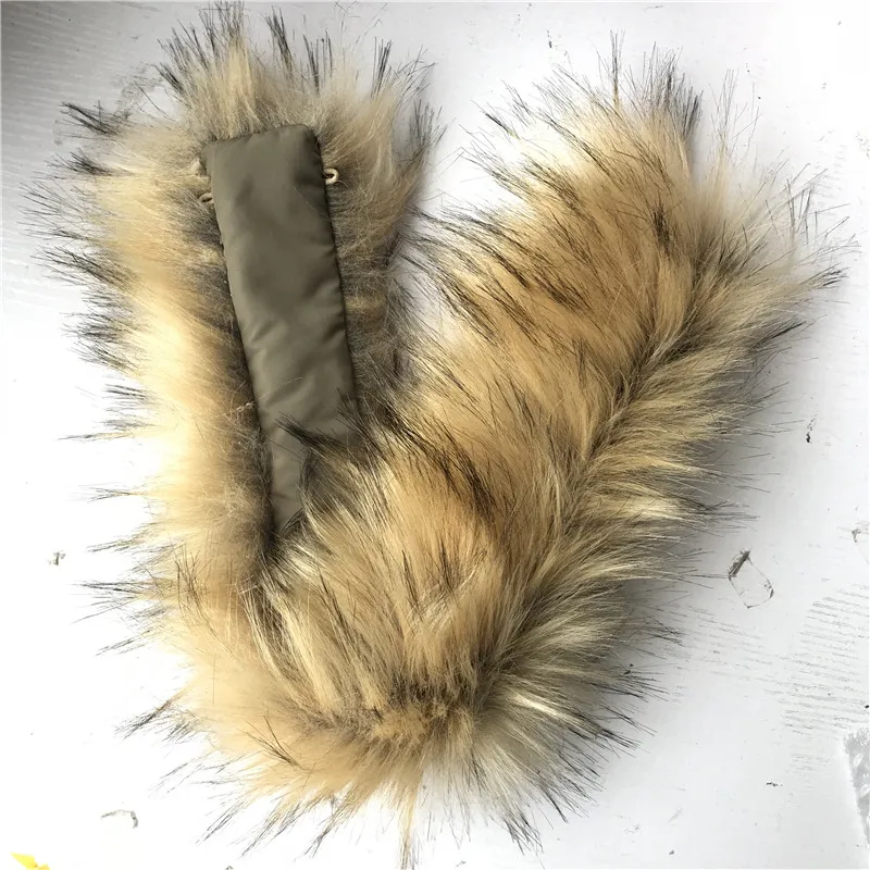 Winter Raccoon Fur Collar Warm Scarf For Baby Girls Coat Natural Fur Straight Detachable Faux Fox Fur Sarf Collar Accessories S811 (5)