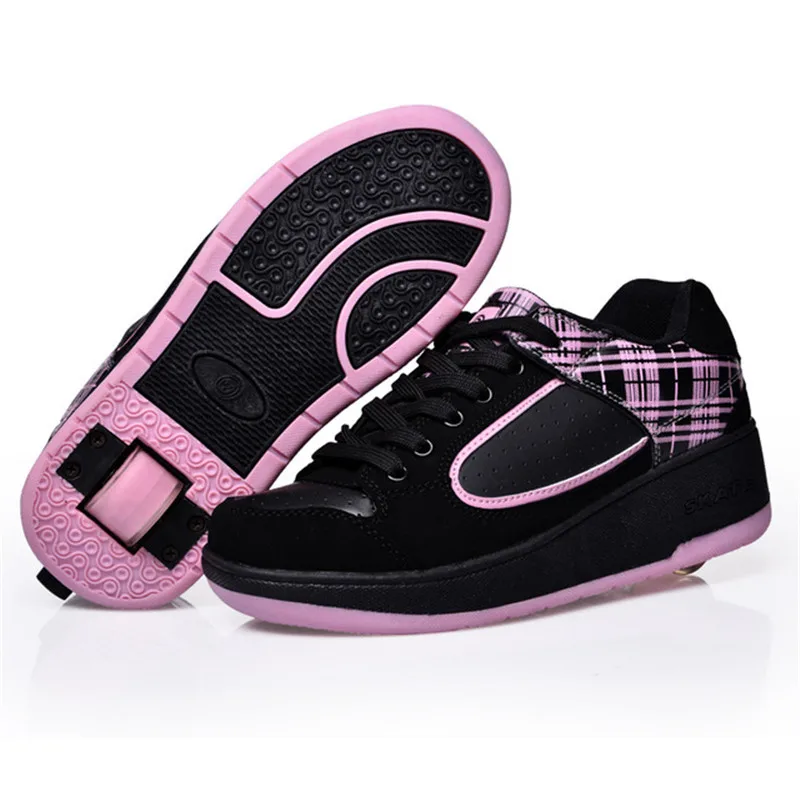 Heelys дешевле новые детские кроссовки с одним колесом для мальчиков и девочек роликовые коньки повседневная обувь с роликами детские спортивные ботинки для девушек - Цвет: Черный