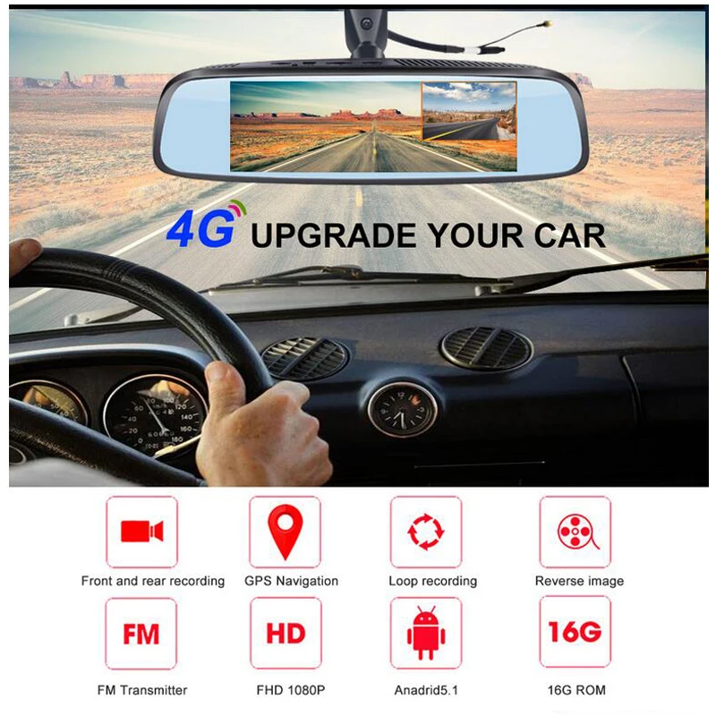 QUIDUX Автомобильное зеркало заднего вида 8 0 &quotIPS 4G DVR ADAS GPS Navigetor FHD 1080P видео камера