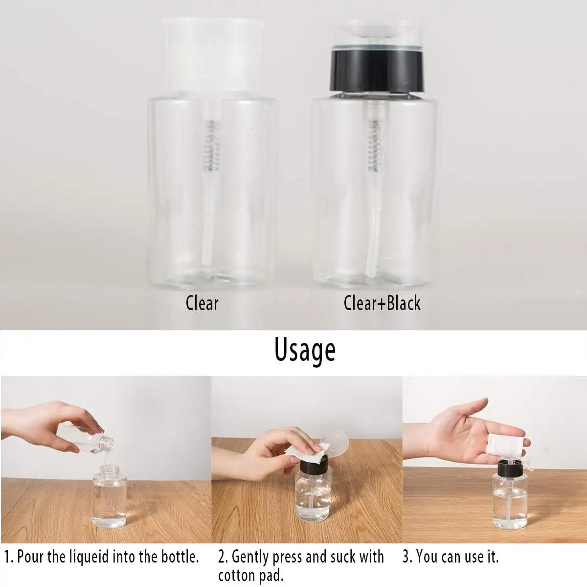 Контейнер для макияжа PP пресс-бутылка набор для путешествий 160 мл макияж дизайн ногтей лак для снятия насоса диспенсер пустая бутылка держатель для жидкости