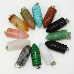 Красочные природных драгоценных камней Пуля подвеска Кристалл Кварцевые бирюзовый камень капли Выводы Оптовая Продажа Модные женские
