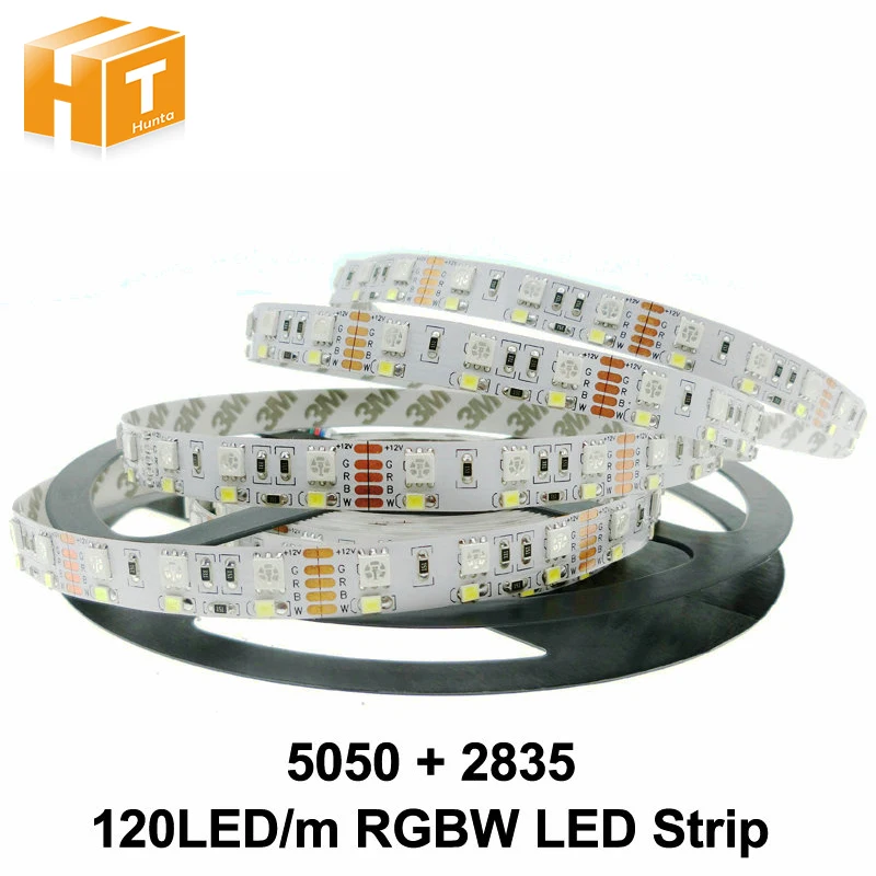 

Double Row RGBW LED Strip 5050 RGB + 2835 White / Warm White DC12V 120 LED/m 5m/lot.