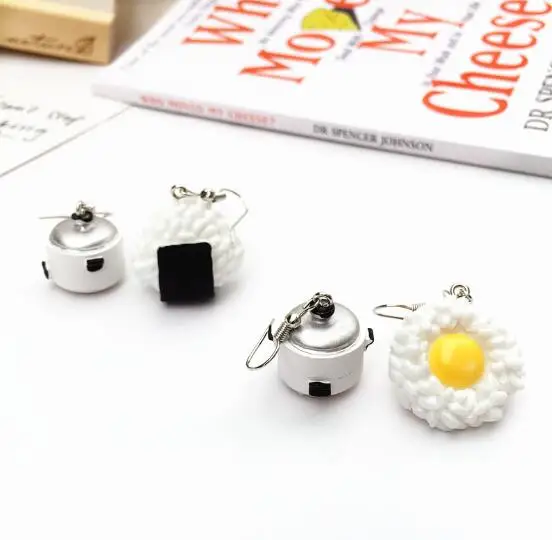 Funny Mini Rice Cooker Sushi Dangle Earrings Resin Fried