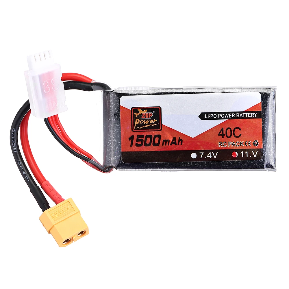 4 шт. ZOP Power 11 1 В 1500 мАч 40C 3S Lipo батарея XT60 Разъем для RC FPV гоночного дрона самолета