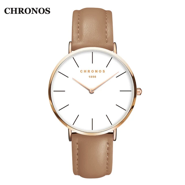 CHRONOS 1898 Unisex Watches Luxury Mens & Women Watch Rose Gold Leather Quartz W CHRONOS 1898 Unisex Watches Luxury Mens & Women Watch Rose Gold Leather Quartz W