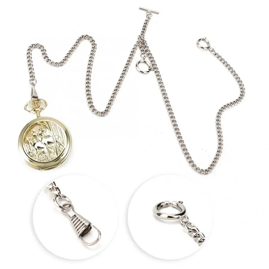 44 см Персонализированные Ретро винтажные металлические карманные часы цепочка классический античный подарок серебряный бронзовый цвет часы цепь для мужчин и женщин