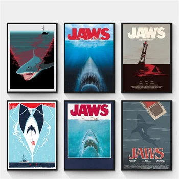 

Nordic Poster Wall Art Print Letter Cartoon Modular Jaws Classic Movie Canvas Painting Living Room Home Decoration Hang Pictures