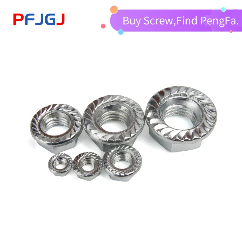 

Peng Fa Metric British GB6177 Galvanized Hexagonal Flange Nut M4 M5 M6 M8High Quality galvanized flange face toothed lock nut