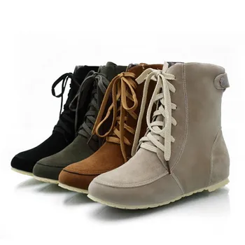 

new hot! flats Fashion Sexy women Boots Lace-Up autumn ankle boots for women snow boots big size 35-43 A909