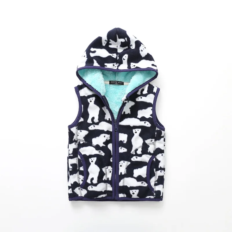 

Autumn and winter New Baby children's vests Kids Boys and girls fleece warm hooded zipper jackets Outdoor wear vest