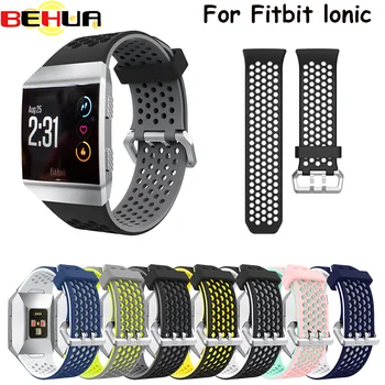 

Aresh for Fitbit Ionic Band, Adjustable Sport Silicone Accessory Band For Fitbit ionic Smartwatch ,Pink/Green (Large 6.7"-8.1")
