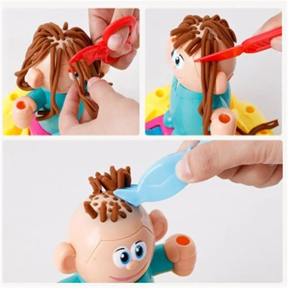 

Kids Funny Toys Stress Relief Gift Toy DIY Eco-friendly Plasticine Mud Pretend Barber Hairdresser Role Play Toy Set