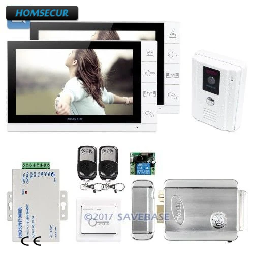 

HOMSECUR 9" Video Door Entry Security Intercom+White Camera + Electric Lock 1C2M for Apartment