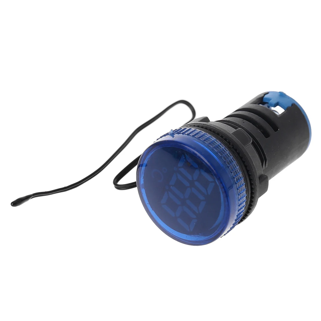 22 мм переменный ток 50-380 В термометр индикаторный светильник светодиодный цифровой дисплей измерение температуры индукционный диапазон-20-119 ℃ - Цвет: Синий