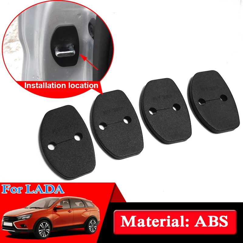 

Car Styling For LADA Vesta Car Door Lock Protective Cover Internal Accessories Auto Decoration Stickers ABS 4PCS