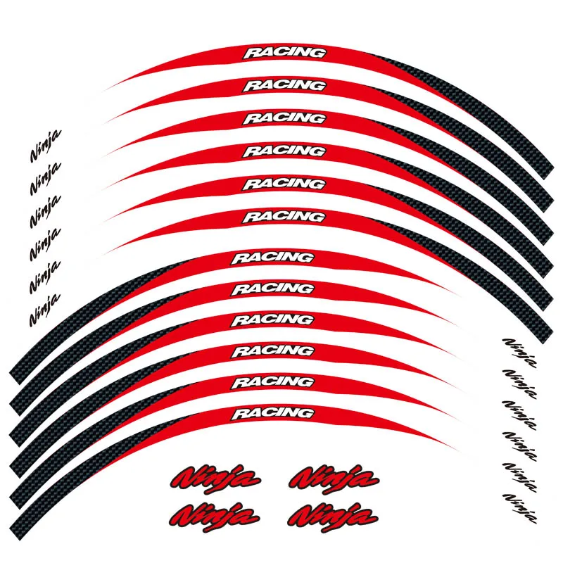 Горячая мотоцикл передний и задний край внешний обод наклейки колесные наклейки Светоотражающие Водонепроницаемые 17 дюймов наклейки s для Kawasaki NINJA