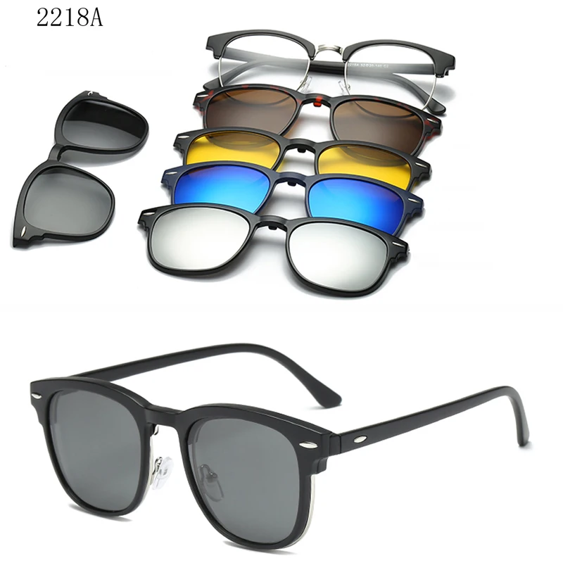 Новые солнцезащитные очки с магнитным креплением на солнцезащитные очки UV400 Пеший туризм, линзы с 5ю категориями защиты поляризованные очки для вождения, зеркальные очки от близорукости по рецепту - Цвет: 2218