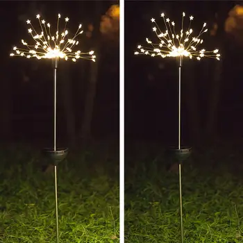 

2Pcs Star Copper Wire Fireworks Light Solar Power Light Lawn Lamp Waterproof IP65 Outdoor Garden Decor
