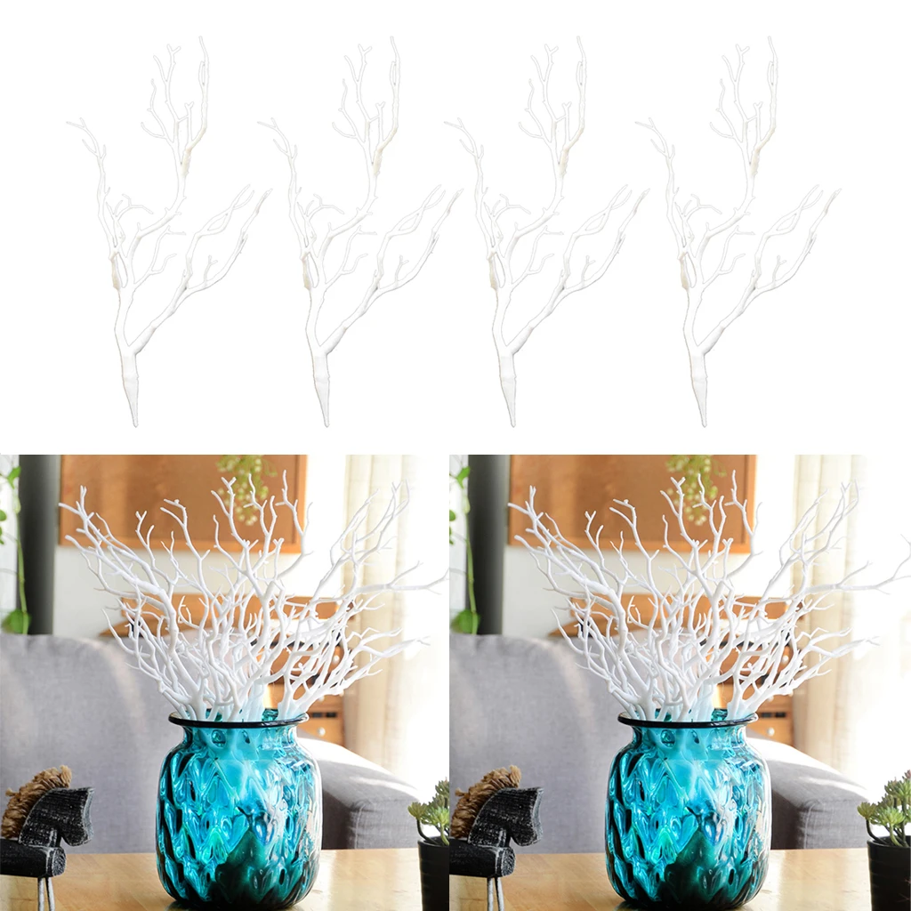 4pcs Simulation Tree Twig Artificial Branches Nordic Style White Small Branch Coffee Table Home Party Decor DIY Art Craft