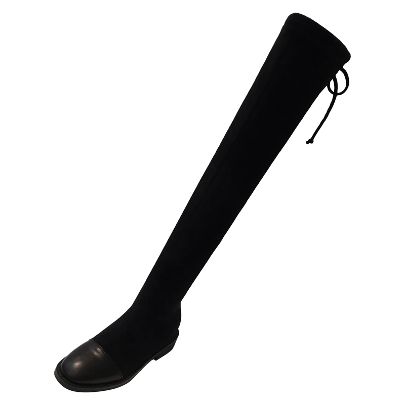 

Women's Boots Fashion Winter Elastic Fabric High Knee Boots Comfortable Low Heel Women Over Knee Boots Punk Martin Boots