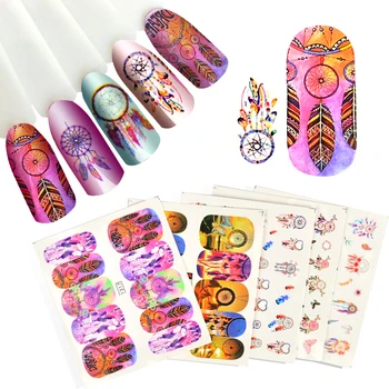 

Water sticker for nails art decoration slider dream catcher bus ox horn nail stickers design decals manicure lacquer accessoires