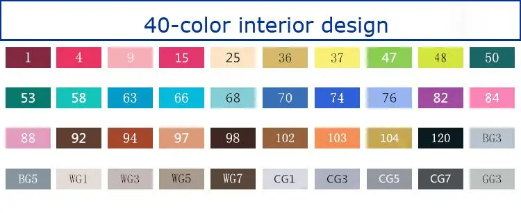 40 Interior Set T6 Маркеры touchnew ручка Набор 30/40/60/80 цветов анимация Эскиз Маркер Dual Head рисунок книги по искусству ручки-щетки спиртовой основе с 6 подарки - Цвет: 40 Interior Set T6