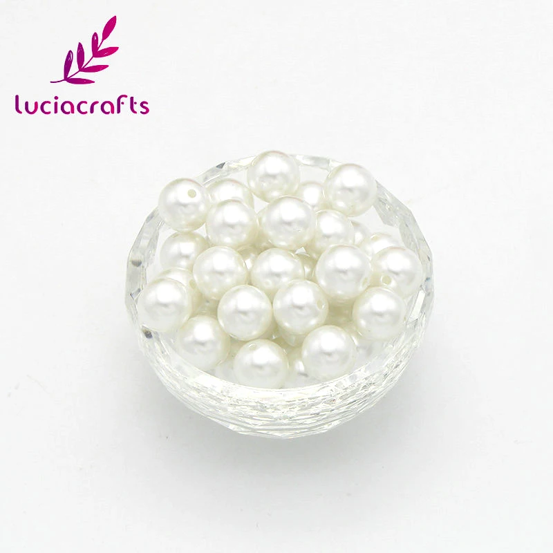 

Lucia crafts Hot Sale 5A+ Quality Handmade White Round Acrylic Pearl Loose Beads DIY Bracelet Necklace Making E1110
