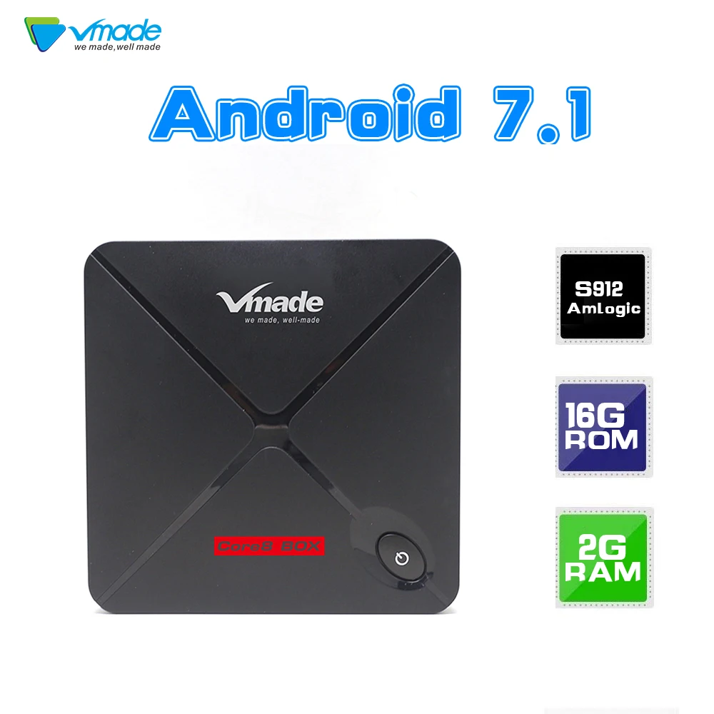 

Vmade V9 PRO TV box Android 7.1 OS Amlogic S912 Android box Quad Core Cortex-A53 2GB 16GB Bluetooth 4.2 H.265 Smart Set Top Box