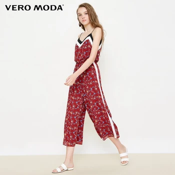 

Vero Moda New Women's Floral Shoulder Straps Wide-leg Jumpsuit | 31839X501