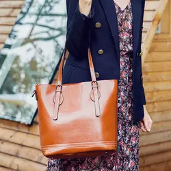 Довольно натуральная кожаная сумка для шоппинга Повседневное Для женщин кожа Сумки модные брендовые дизайнерские заклепки Наплечные