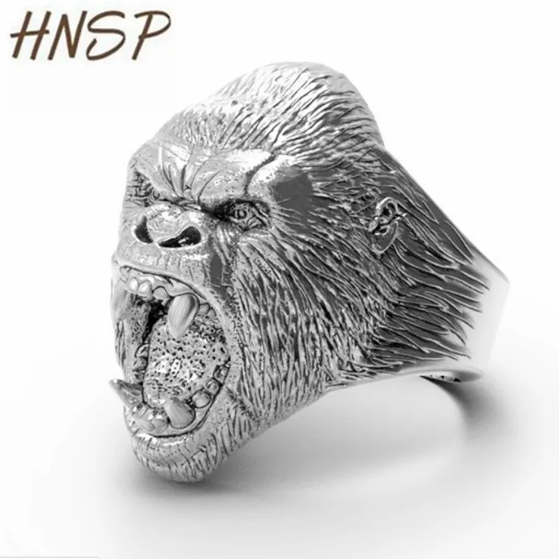 buy HNSP Punk Gorilla King Kong Head finger Ring For Men Personality Animal jewelry Male gift