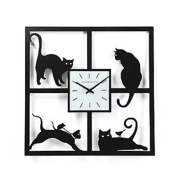 

Black cat wall clock modern design cat's design reloj watch