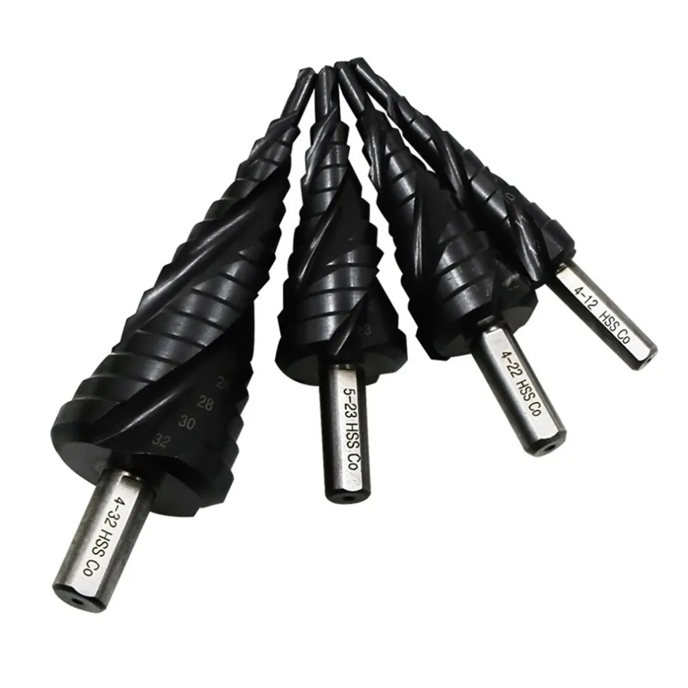 

Step Drill Bit Pagoda Triangle Groove Handle Steel Plate Drill Ladder 4-12 Professional Drilling Tools
