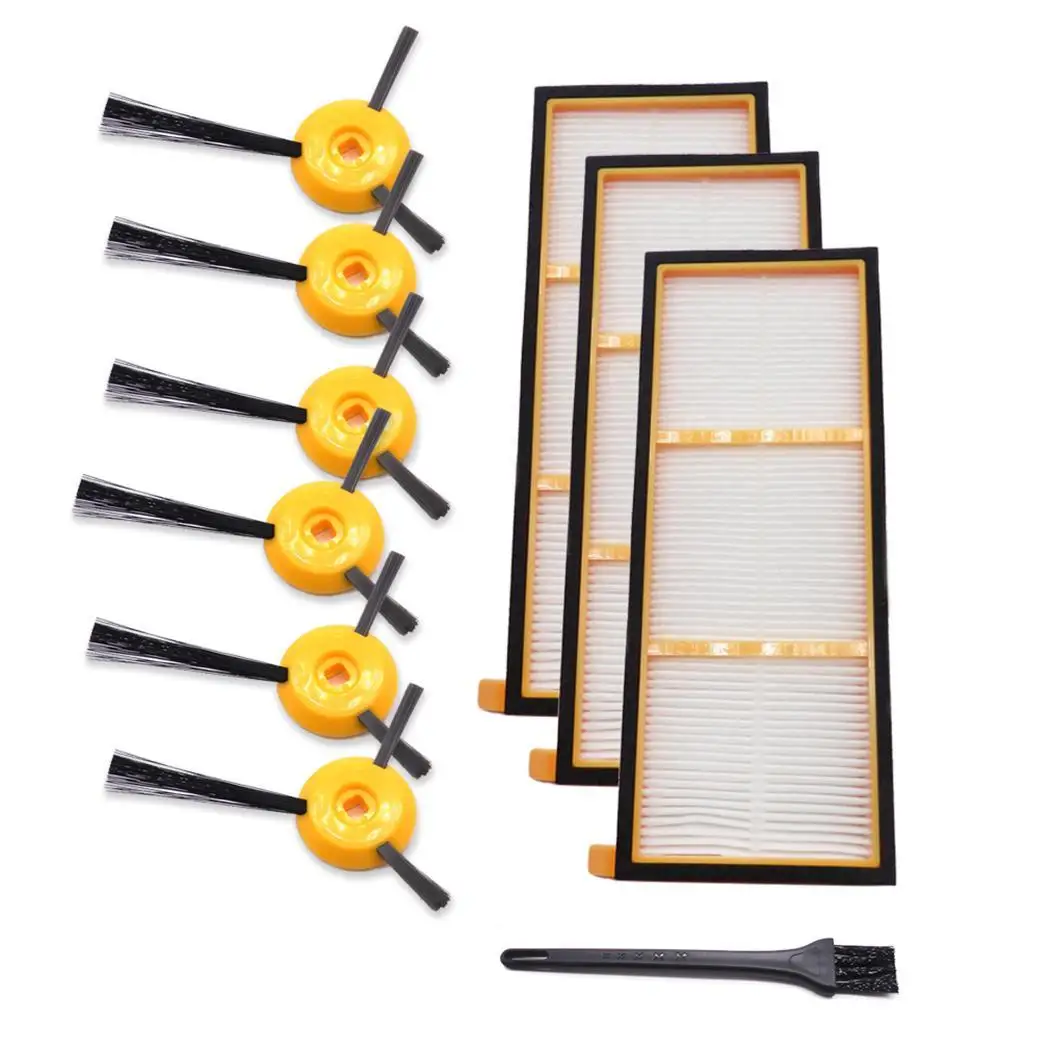 

6Pcs Sweeping Robot Side Brush Filter Net Vacuum Cleaner Parts Home Cleaning Tools Vacuum Cleaner Parts Yellow Black For Shark