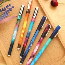 Новая каваи Черная гелевая ручка 0,38 мм 6 шт./партия звездное небо серия Гель-чернила школа Sen 6 стилей Канцтовары офисный школьный подарок