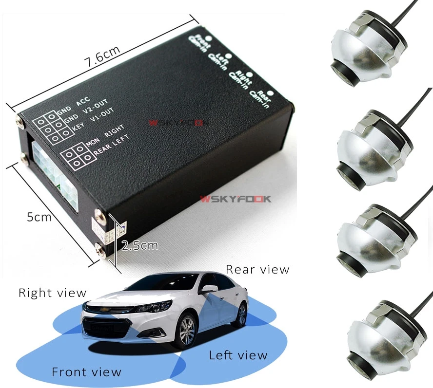 4PCS 360 View Car font b Camera b font Control Box 4 Way Cameras Switch System