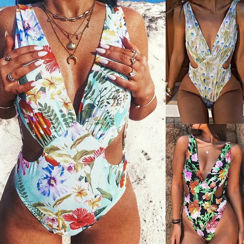 

2019 New One Piece Swimsuit Sexy Cartoon Printed Swimwear Women Bathing Suit Beach Backless Monokini Swimsuit Female