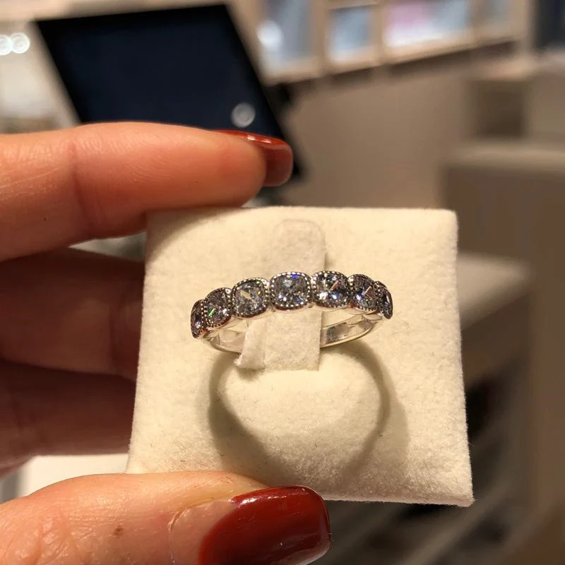 

100% 925 Sterling Silver 191019CZ Alluring Cushion Ring, Clear CZ Original Luxury Colorful Jewellery For Women