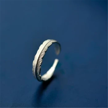 

925 Sterling Silver Feather Open Rings For Women Original Handmade Lady Prevent Allergy Sterling-silver-jewelry