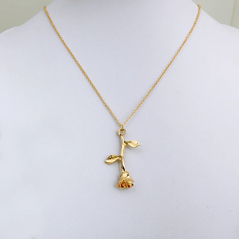 

Creative V Attract Bijoux Femme Collier Pink Gold Rose Flower Statement Necklace Women Maxi Choker Boho Jewelry Graduation Gift