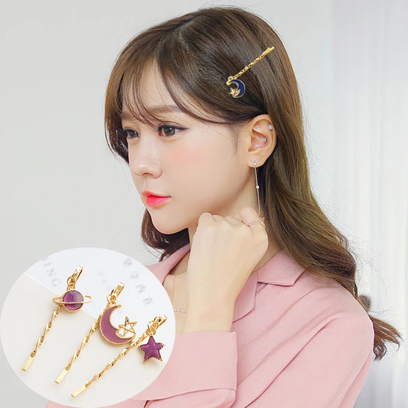 

M MISM Hot Sales 3 Piece/Set Women Lovely Star Hair Pins Starry Sky Cute Alloy Side Clip Bangs Clip Hair Accessories Headwear
