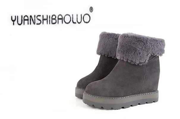 

Increased within 2016 winter leather female short tube antiskid add wool warm cotton shoes thick bottom short boots