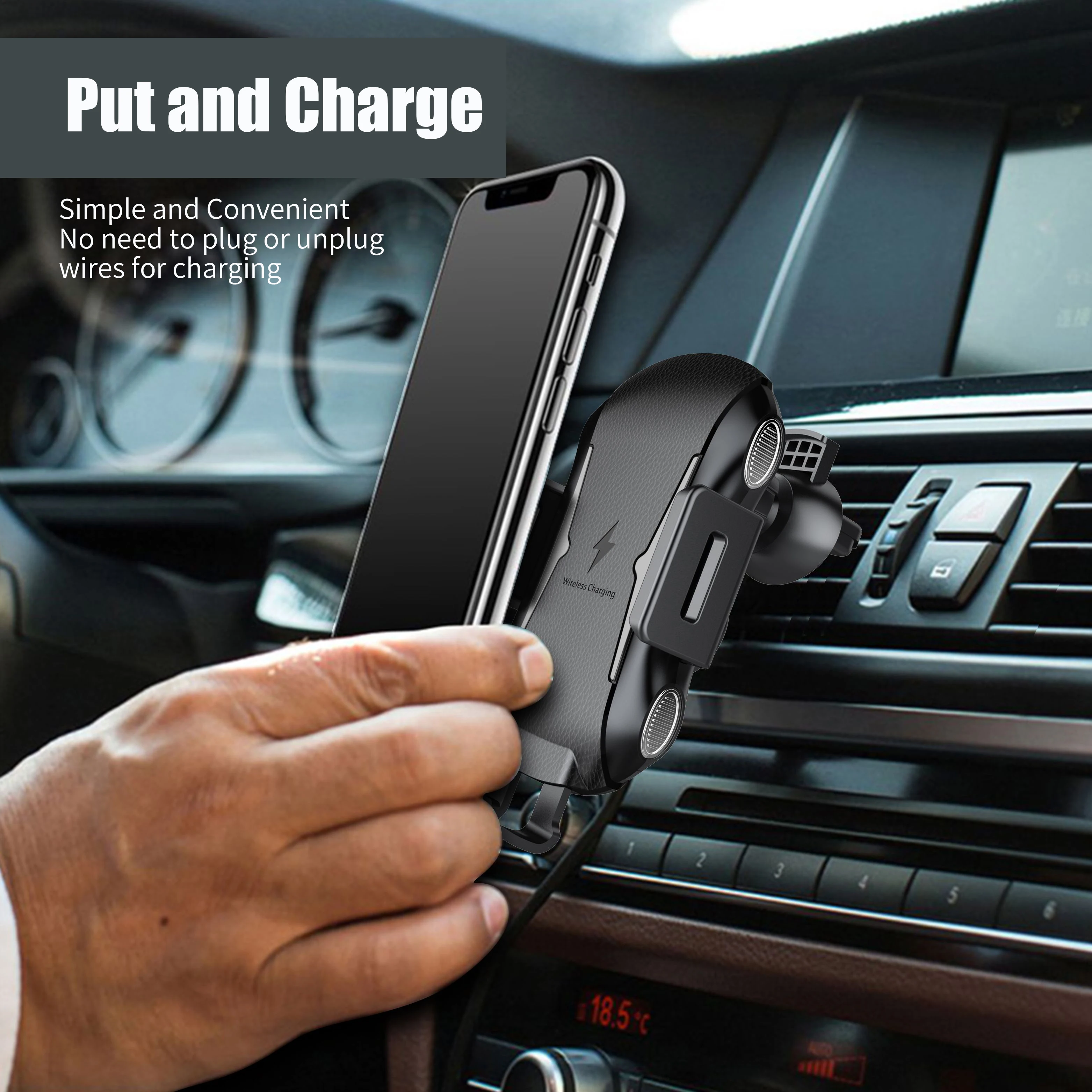 

Qi wireless fast charging mobile phone holder intelligent electromagnetic induction control for iPhoneX Huawei P30 Pro Xiaomi 9