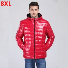 Мужской большой размер плюс удобрение XL с капюшоном Яркий пуховик мужской с капюшоном специальный мужской пуховик