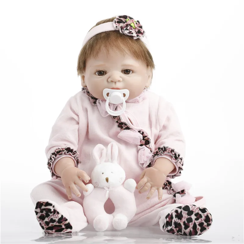 SanyDoll 22 дюйма 55 см силиконовые куклы reborn розовое Соединенное платье милая кукла