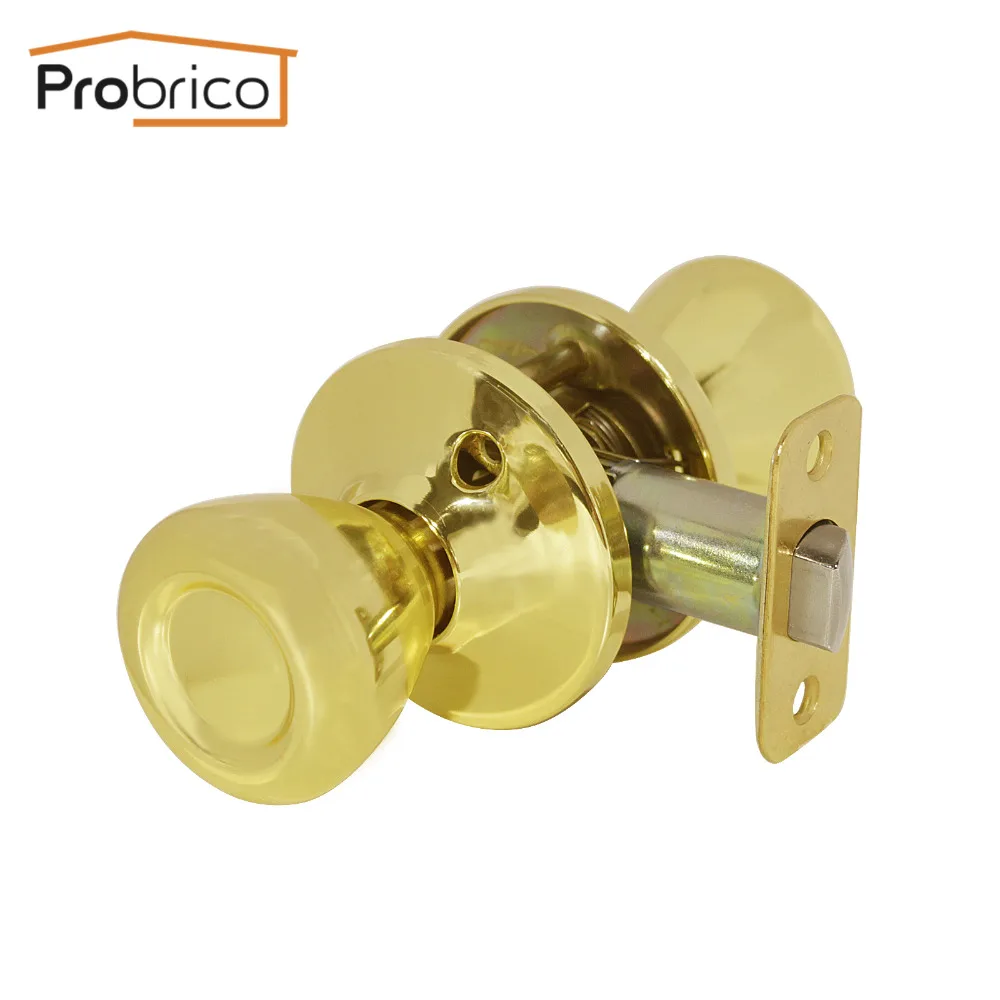 Probrico Passage Keyless Door Lock Stainless Steel Gold Door Knob Door