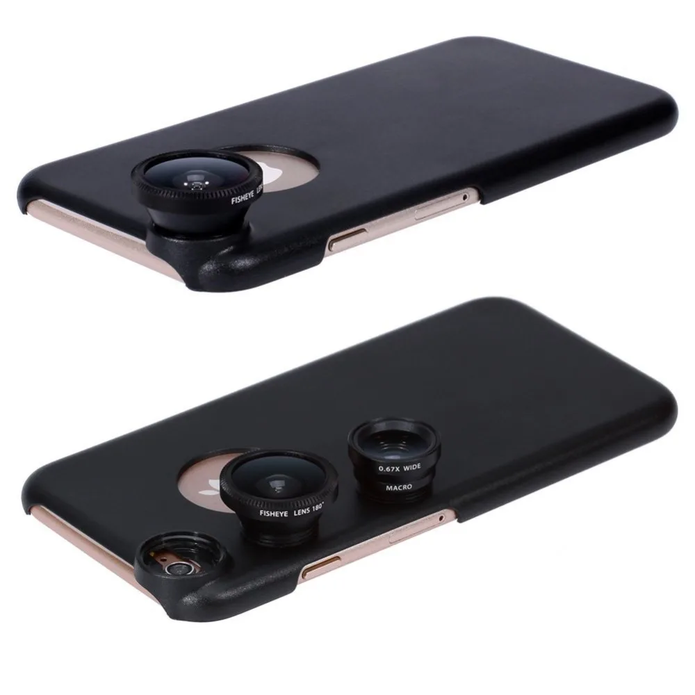 

3 in 1 Wide Angle-Macro Micro Lens+Fisheye Lens for iPhone 6 6s 5 5s Plus Lens with Phone Case Free Shipping CL-85
