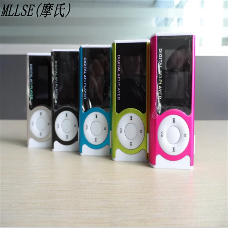MLLSE 4GB Memory card LCD Screen Metal Mini Clip MP3 Player with MicroTF/SD Slot with Earphone and USB Cable Portable MP3 Music