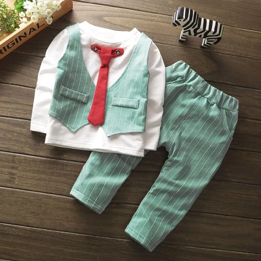 

Fashion Children Clothing Tie Stripe Boys Clothes Children Clothes Kids Set boys T-Shirt Tops+Pants Outfits l1128